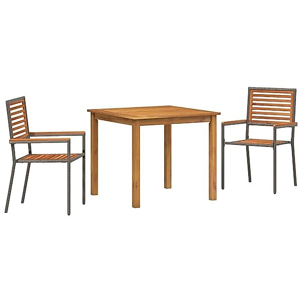 vidaXL Garten Essgruppe 3-Tlg Grau Poly Rattan 3365512 günstig online kaufen