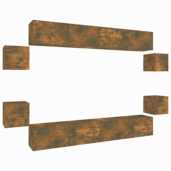 furnicato TV-Schrank 8-tlg. TV-Schrank-Set Räuchereiche Holzwerkstoff (1-St günstig online kaufen