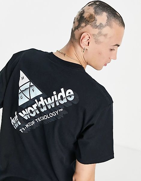 HUF – Peak Tech – T-Shirt in Schwarz mit Rückenprint günstig online kaufen