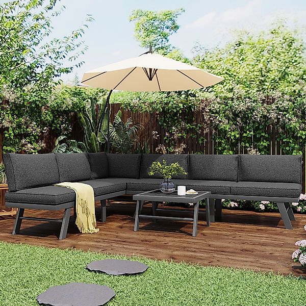 Flieks Gartenlounge-Set, 6-Sitzer Gartenmöbel Sofagarnitur aus günstig online kaufen