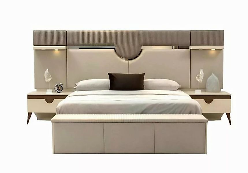 Xlmoebel Bett Dreiteiliges Schlafzimmer-Set mit Bett, 2 Nachttischen im sti günstig online kaufen