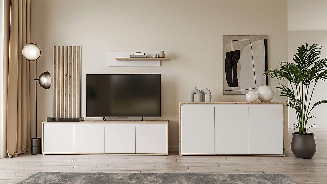 FORTE Sideboard "Kommode groß Breite ca 152 cm" B/H/T 152,3/78,5/42 cm, gri günstig online kaufen