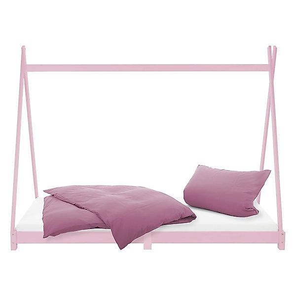 ML-Design Kinderbett Tipi 90x200 cm Rosa mit Matratze H10cm Lattenrost günstig online kaufen