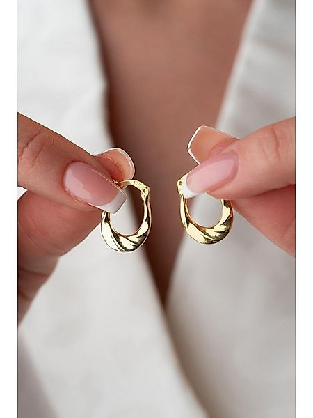 Nisan Ohrring-Set, Silber Creolen – U-Form Design mit goldfarbener Veredelu günstig online kaufen