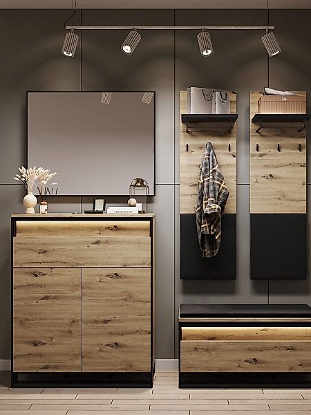 Compleo Garderoben-Set LIMA (Kommode, Schuhschrank, Spiegel, günstig online kaufen