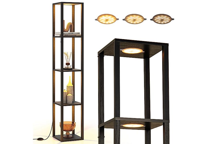 COSTWAY Stehlampe, 162cm mit dimmbaren LED-Lichtern, Regalen & Fußschalter günstig online kaufen