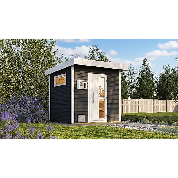 Weka Design-Saunahaus Kuopio Außenmaß 263 cm x 298 cm Anthrazit Technikpake günstig online kaufen