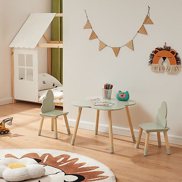 en.casa Kindersitzgruppe, (3-tlg., Tisch mit 2 günstig online kaufen