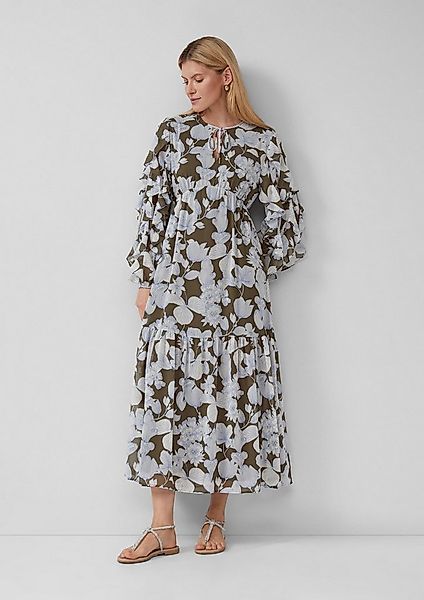 s.Oliver Midikleid Kleid Maxikleid mit Volants und All-over-Print günstig online kaufen