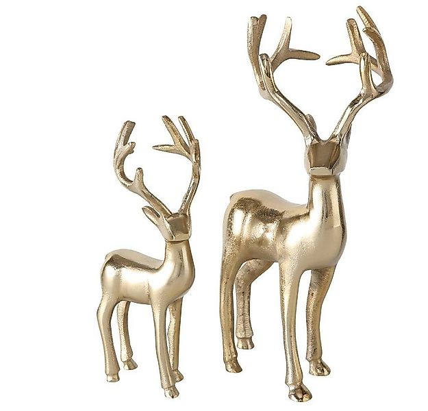 BOLTZE Weihnachtsfigur Hirsch Thielo Gold stehend 2er Set, Dekofigur Weihna günstig online kaufen