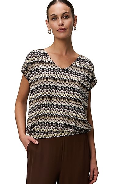 Zero Kurzarmshirt "Damen Shirt mit Zickzackmuster" 1 Stk. tlg. Plain/ohne D günstig online kaufen