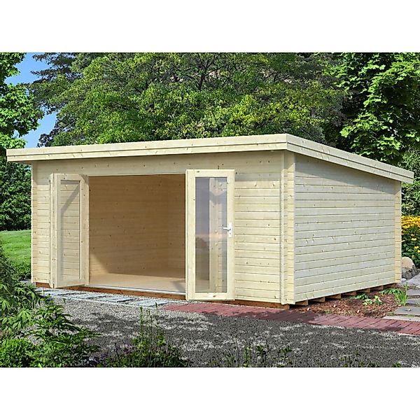 Palmako Lea Holz-Gartenhaus Natur Pultdach Tauchgrundiert 530 cm x 380 cm günstig online kaufen