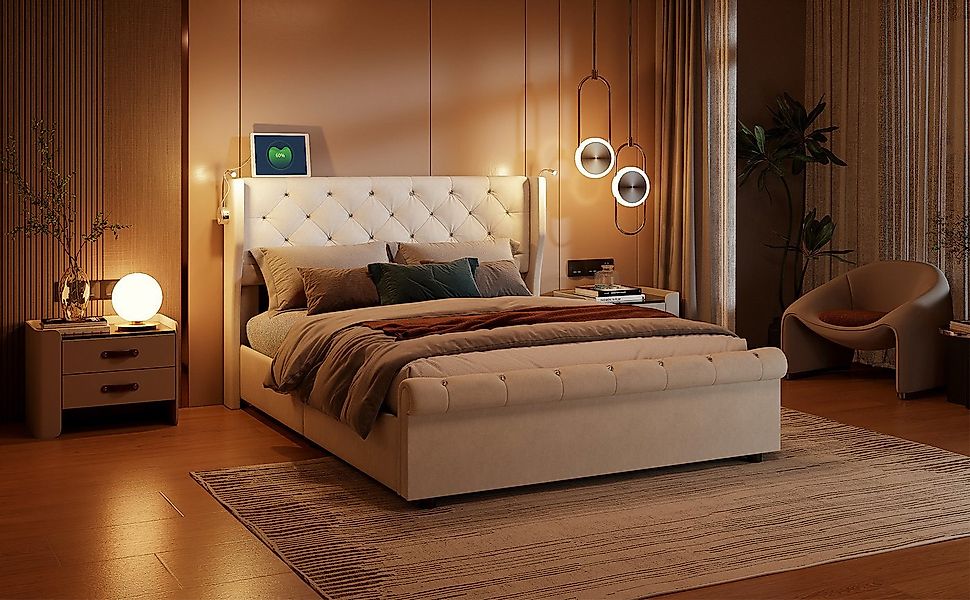 Furnishings Home Polsterbett Doppelbett Stauraumbett Inkl. Bettkasten (Hydr günstig online kaufen