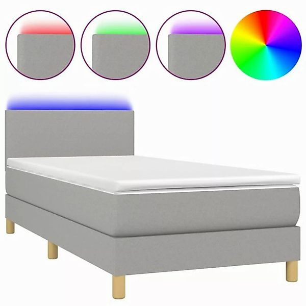 vidaXL Boxspringbett Boxspringbett mit Matratze LED Hellgrau 100x200 cm Sto günstig online kaufen