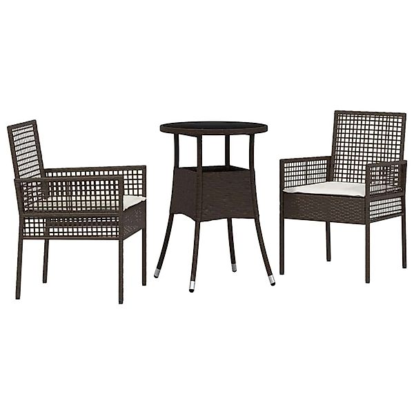 vidaXL Garten Essgruppe 3-Tlg Braun Poly Rattan 3334943 günstig online kaufen