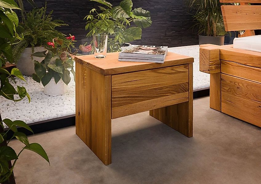 Massivmoebel24 Nachttisch Nachttisch Wildeiche 50x35x40 natur geölt JANGALI günstig online kaufen
