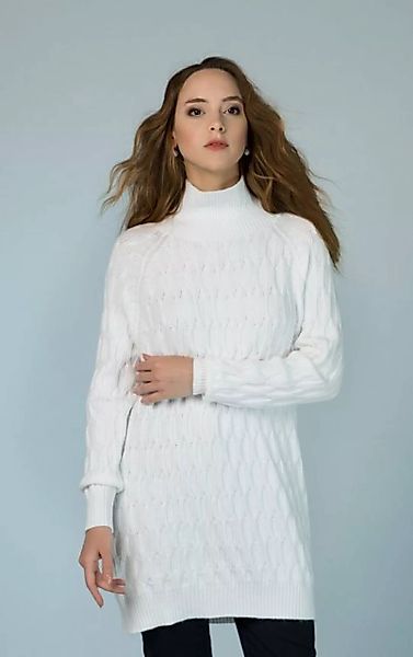 Passioni Strickkleid Weißer Oversize Pullover oder Strickkleid mit detailli günstig online kaufen