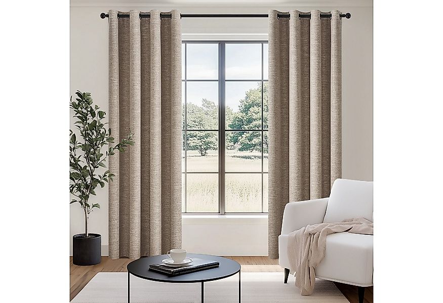 Topfinel Gardine mit ösen leinen verdunkelungsvorhang thermo 2er set wohnzi günstig online kaufen