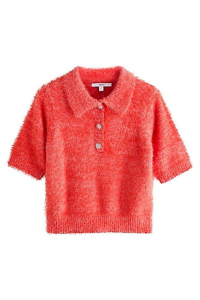 Next Strickpullover Strick-Polo-Kurzarmpullover mit Schmuckknopf (1-tlg) günstig online kaufen