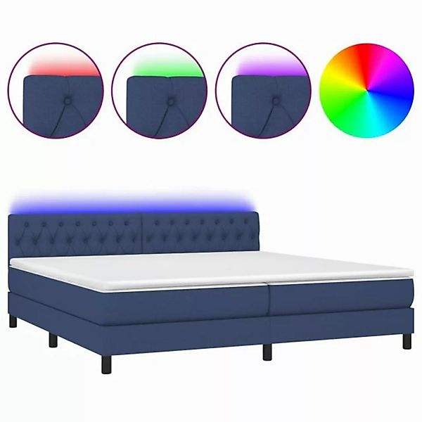 vidaXL Boxspringbett Boxspringbett mit Matratze LED Blau 200x200 cm Stoff B günstig online kaufen