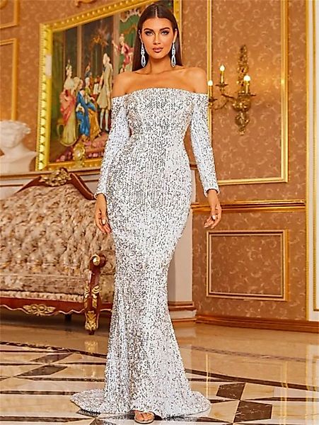 RUZU UG Abendkleid Einschultriges Kleid Damen Hüftbetontes Slim-Fit-Kleid B günstig online kaufen