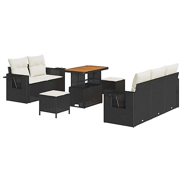 vidaXL Gartensofa-set mit Kissen 10-Tlg Schwarz und Creme Poly-Rattan 33636 günstig online kaufen