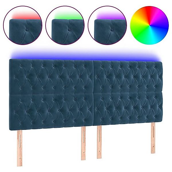 vidaXL Bett, LED Kopfteil Dunkelblau 180x7x118/128 cm Samt günstig online kaufen