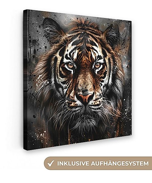 OneMillionCanvasses® Leinwandbild Tiger - Tiere - Porträt - Luxus - Schwarz günstig online kaufen