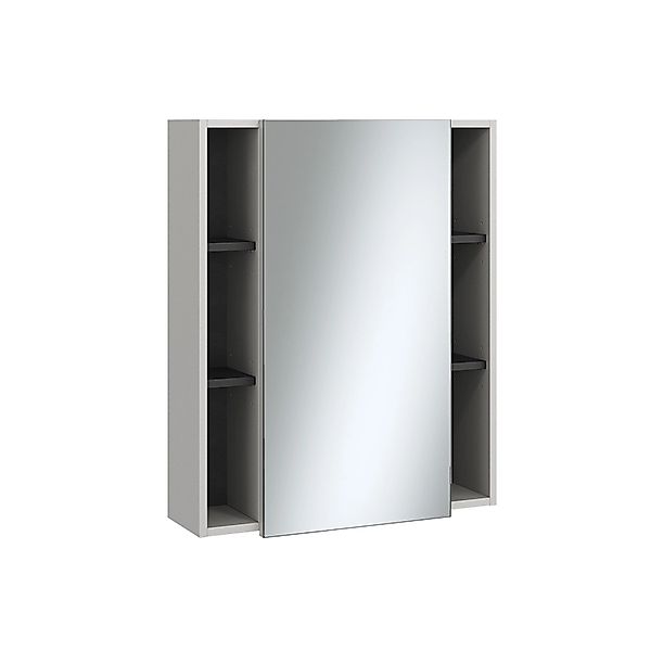 Vicco Badspiegelschrank Gerta Grau/Schwarz 65 x 80 cm mit Tür und Offenen F günstig online kaufen