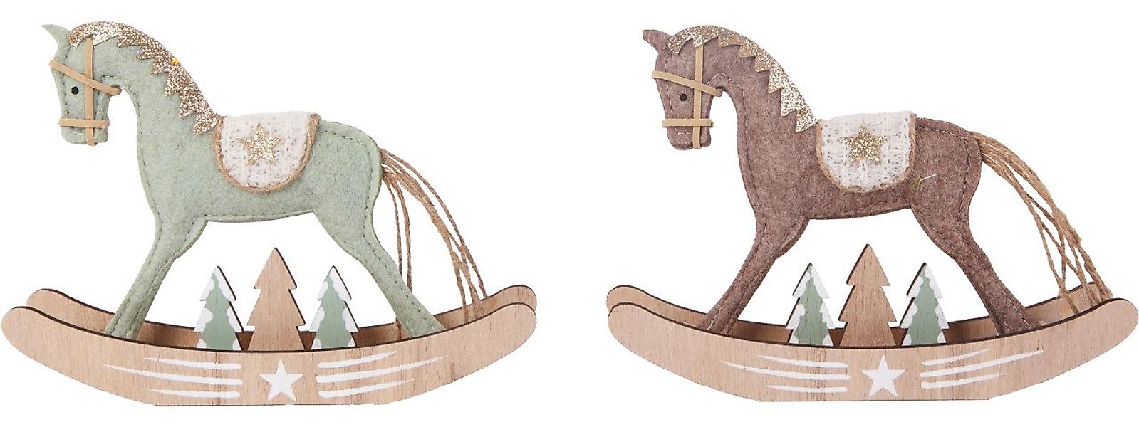 Trend Line Weihnachtsfigur Dekoaufsteller Schaukelpferd Holz 20 x 14 cm grü günstig online kaufen