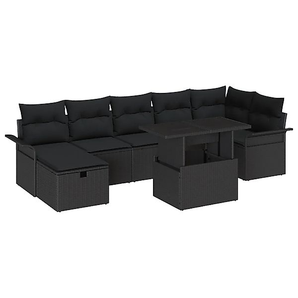 vidaXL Garten-Sofa-Set mit Kissen 8-Tlg Schwarz Poly Rattan 3361022 günstig online kaufen