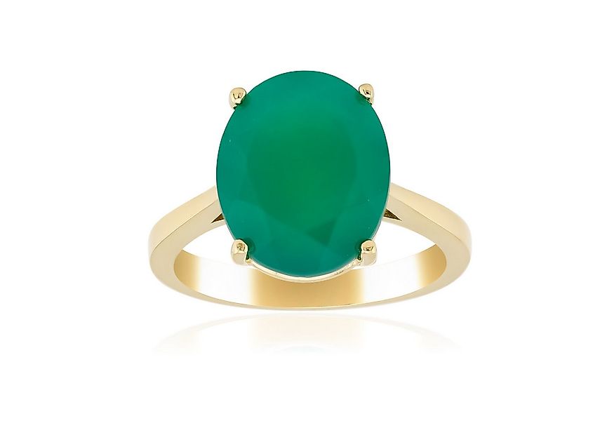 Cavill Solitärring Cavill Ring 3,8 ct Grüner Achat, Ovalschnitt, Silber gol günstig online kaufen
