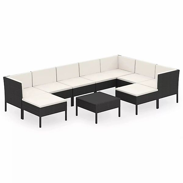 vidaXL 10-tlg Garten-Lounge-Set mit Auflagen Poly Rattan Schwarz Modell 23 günstig online kaufen