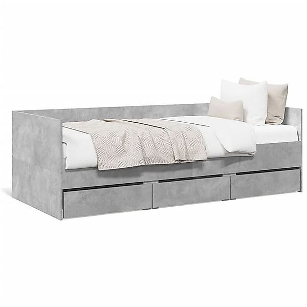vidaXL Bett, Tagesbett mit Schubladen Betongrau 100x200 cm Holzwerkstoff günstig online kaufen