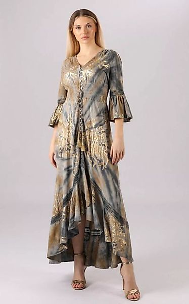 YC Fashion & Style Sommerkleid Maxikleid mit Goldenem Print und Asymmetrisc günstig online kaufen