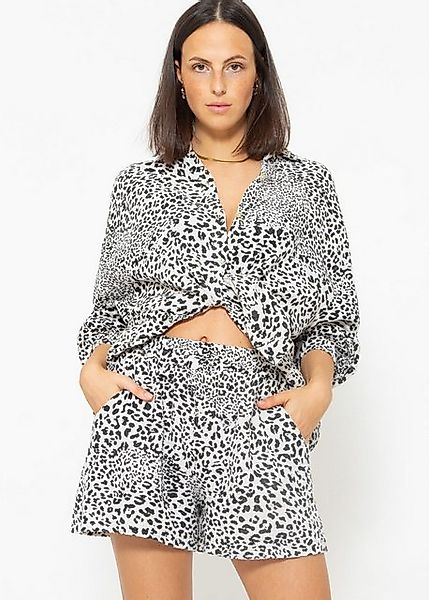 SASSYCLASSY Shorts Lockere Musselin Shorts mit Leo-Print High-Waist Baumwol günstig online kaufen