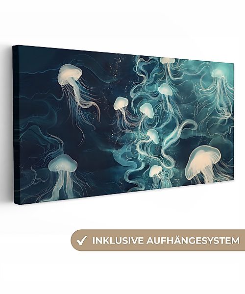 OneMillionCanvasses® Leinwandbild Panorama Qualle - Meer günstig online kaufen