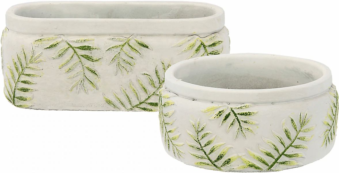 I.GE.A. Übertopf "Übertöpfe" Zementschale mit Blatt-Motiv, 2er Set Übertopf günstig online kaufen
