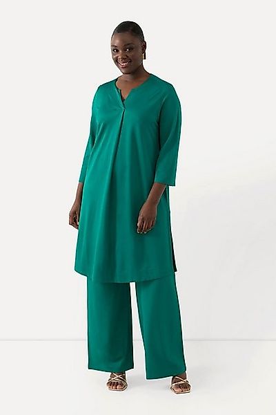 Ulla Popken Longshirt Slinky-Longshirt Piqué Tunika-Ausschnitt günstig online kaufen