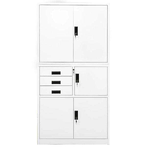 vidaXL Aktenschrank Büroschrank Weiß 90x40x180 cm Stahl (1-St) günstig online kaufen