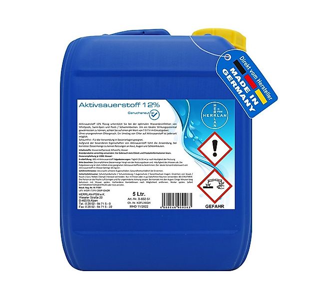 HERRLAN Poolpflege Aktivsauerstoff 12% im 5 Ltr. Kanister – Food Grade, - H günstig online kaufen