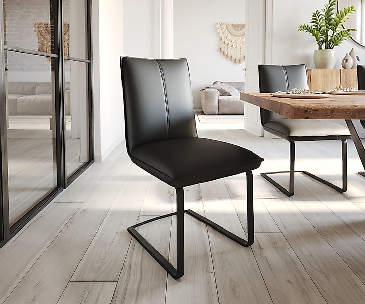 Freischwinger Lelio-Flex Echt-Leder Schwarz Freischwinger flach Schwarz Tas günstig online kaufen