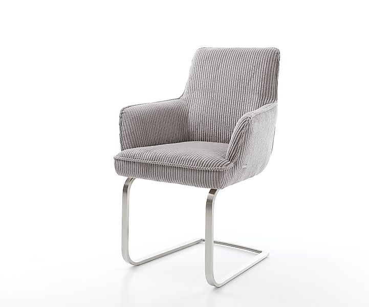 Freischwinger Heira-Flex mit Armlehnen Cord Silbergrau Freischwinger flach günstig online kaufen
