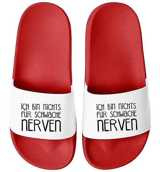 MoonWorks Badeschlappen mit Spruch Nichts für schwache Nerven Badelatschen günstig online kaufen