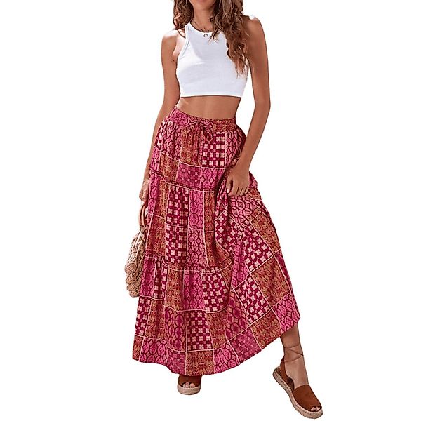 YRIIOMO Maxirock Eleganter Maxirock mit A günstig online kaufen