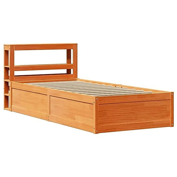 vidaXL Massivholzbett mit Kopfteil Wachsbraun 90x200 cm Kiefer 3306353 günstig online kaufen