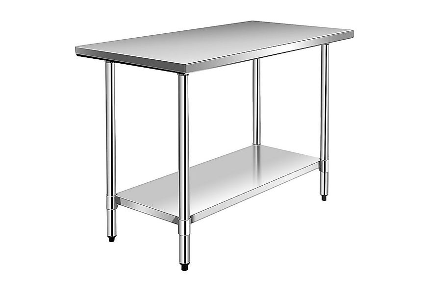COSTWAY Küchentisch, Arbeitstisch, mit Zwischenbord, 122x61x90cm, Edelstahl günstig online kaufen