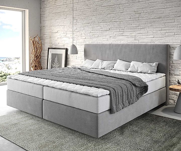 DELIFE Boxspringbett Dream-Well, Mikrofaser Grau 200x200 günstig online kaufen