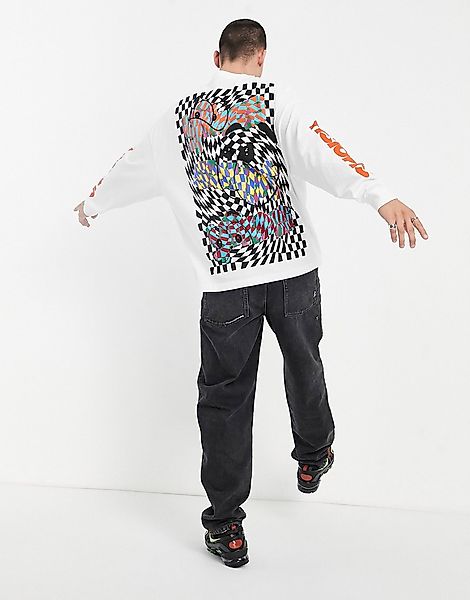 ASOS DESIGN – Langärmliges Oversize-Shirt mit Print am Rücken und an den Är günstig online kaufen