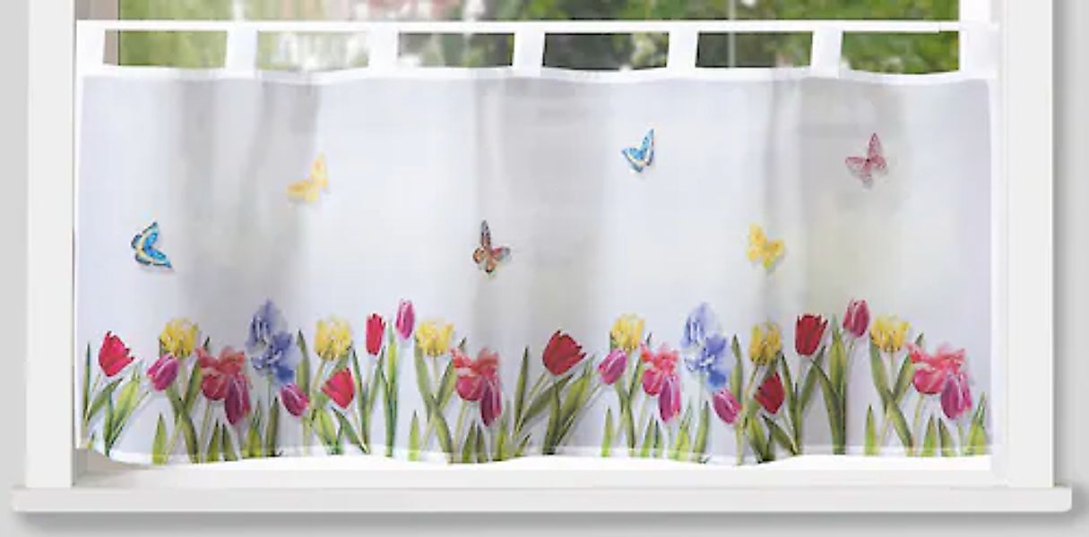 Weckbrodt Scheibengardine »Yara«, (1 St.), Bistro, Voile, bedruckt, halbtra günstig online kaufen
